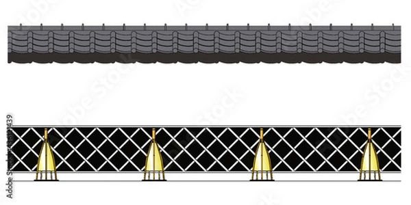 Obraz なまこ壁と竹灯りのイラスト