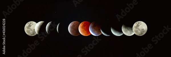 Obraz Total Lunar Eclipse sequence Blood moon Super moon