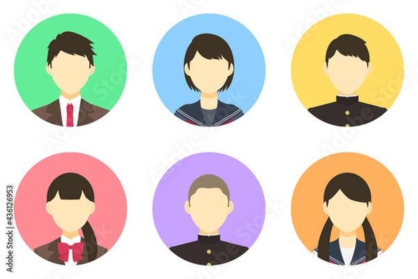 Obraz 中学生・高校生のアイコンイラストセット