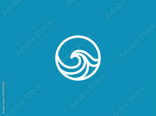 Fototapeta wave monogram logo design vector template