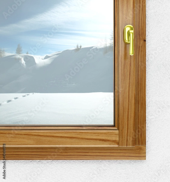 Obraz new window from inside in winter