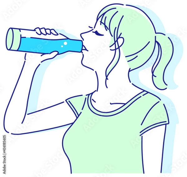 Obraz マイボトルから水を飲む女性