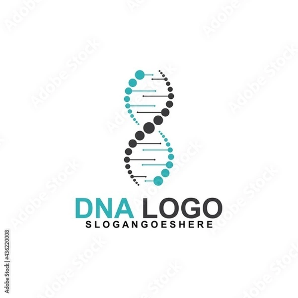 Fototapeta DNA vector logo design template. Structure molecule, Chromosome icon. Pictogram of Dna vector, genetic sign, elements