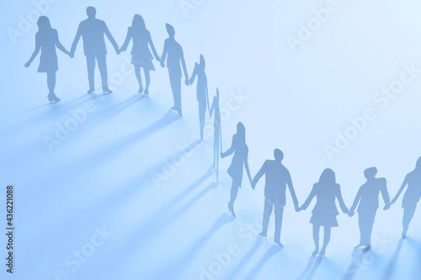 Obraz 手をつなぐ人のシルエット