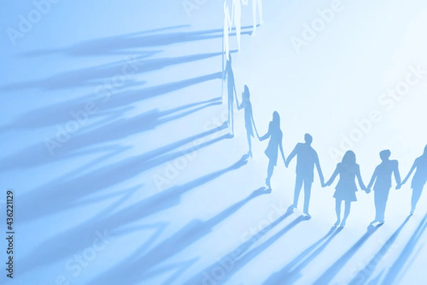 Obraz 手をつなぐ人のシルエット