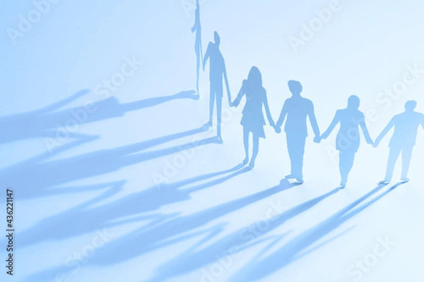 Obraz 手をつなぐ人のシルエット