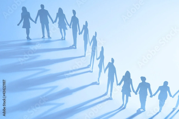 Obraz 手をつなぐ人のシルエット