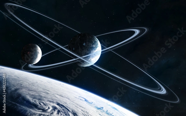Fototapeta Planets in deep space. Beautiful cosmic landscape. Science fiction. Elements of this image furnished by NASA