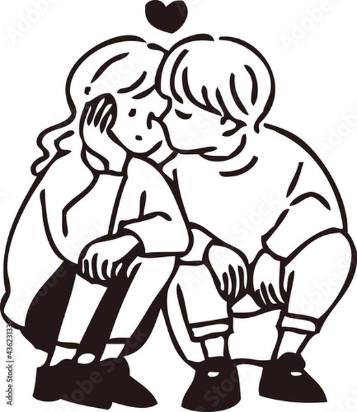 Fototapeta 頬にキスをする男女カップル