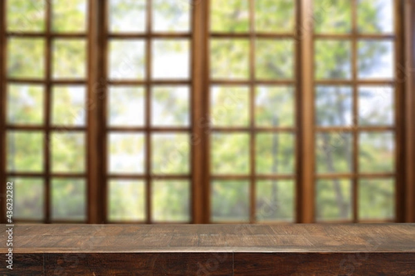 Fototapeta Desk of free space and window background 
