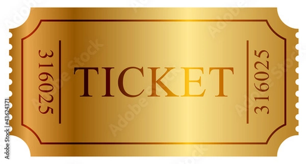 Obraz Vector illustration of gold ticket
