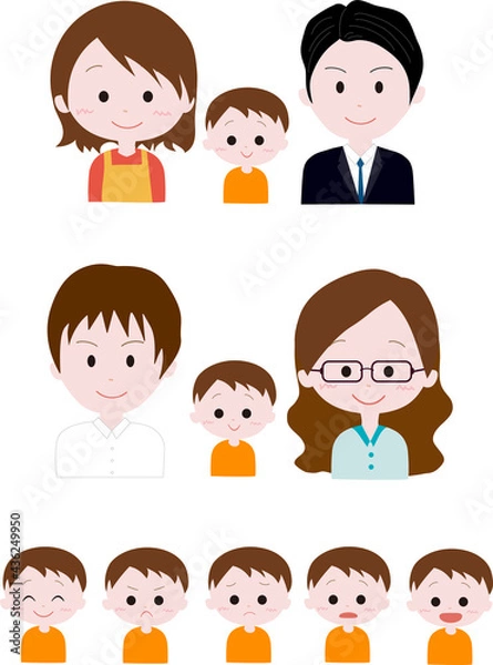 Obraz 家族・親子イラスト　子どもセット