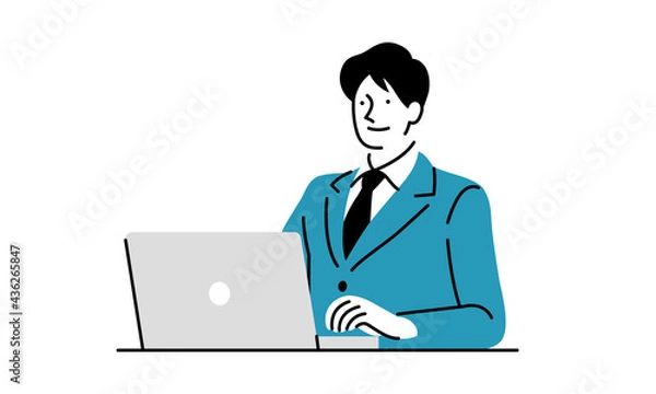 Fototapeta ノートパソコンで仕事をする男性