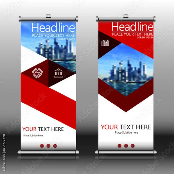 Fototapeta roll up brochure flyer banner design, vertical template vector,Vertical Banner Design Signboard Advertising Brochure Flyer Template Vector X-banner and Street Business Flag of Convenience.