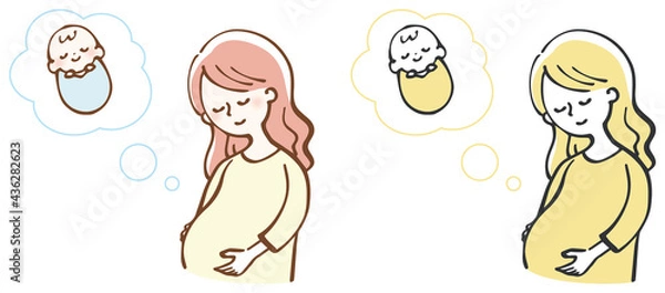 Obraz 妊婦　マタニティー　赤ちゃん　イラスト