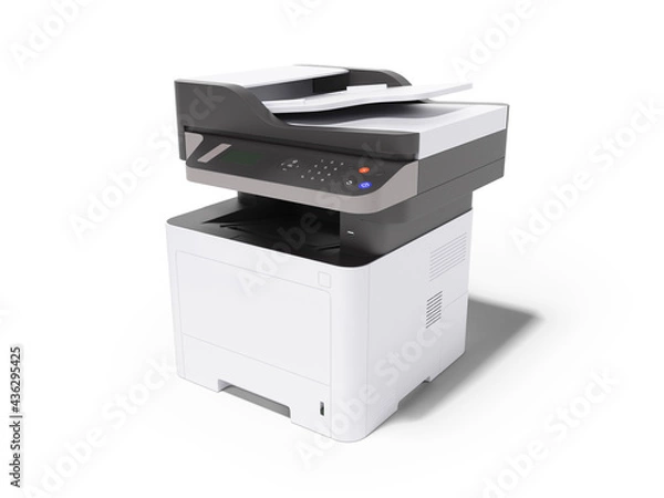 Fototapeta 3d render printer multifunctional device on white background with shadow