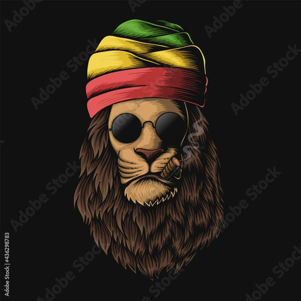 Obraz Rasta Lion head vector illustration
