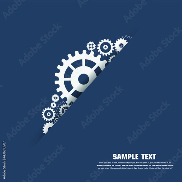 Fototapeta Abstract techno gear background with geometric colorful gear wheels. Space for gear text. Vector gears modern mechanism industrial concept. Technology gears background. Gears Vector illustration 
