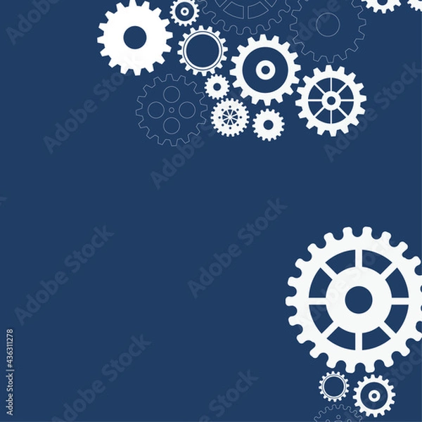 Fototapeta Abstract techno gear background with geometric colorful gear wheels. Space for gear text. Vector gears modern mechanism industrial concept. Technology gears background. Gears Vector illustration 