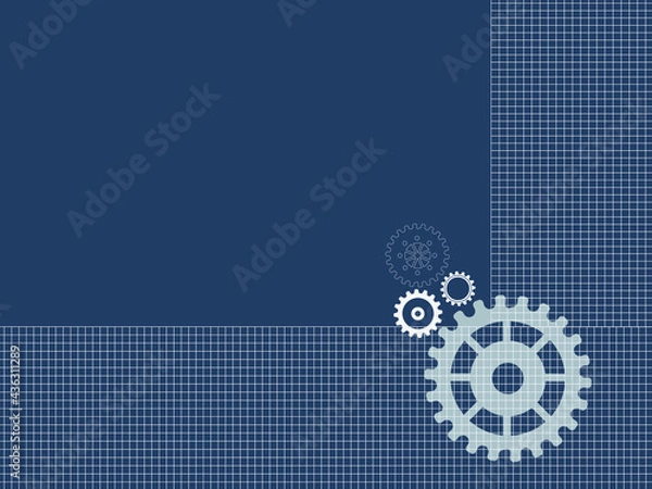 Fototapeta Abstract techno gear background with geometric colorful gear wheels. Space for gear text. Vector gears modern mechanism industrial concept. Technology gears background. Gears Vector illustration 