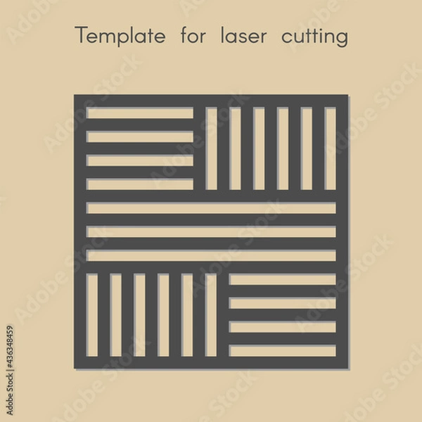 Fototapeta Template for laser cutting. Stencil for panels of wood, metal. Geometric pattern. Square background for cut. Decorative stand. Vector illustration.