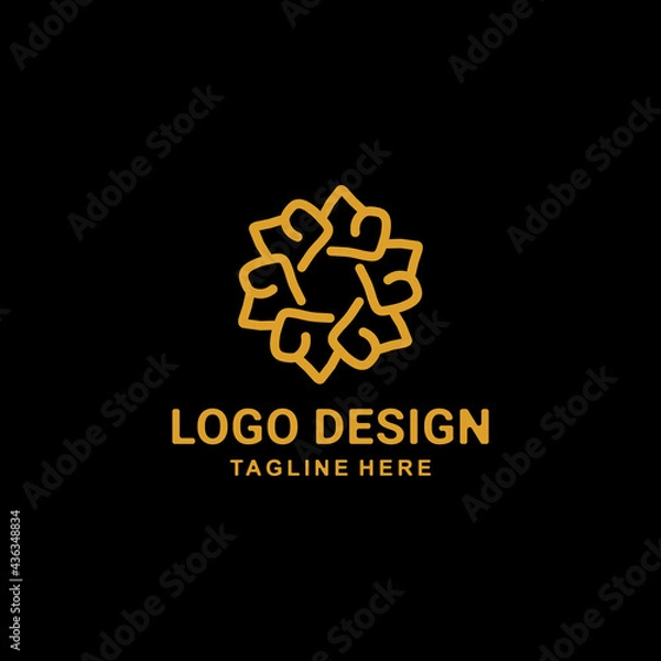Fototapeta Design Logo vector Ornament Nature Leaf Niche With Line Art Style