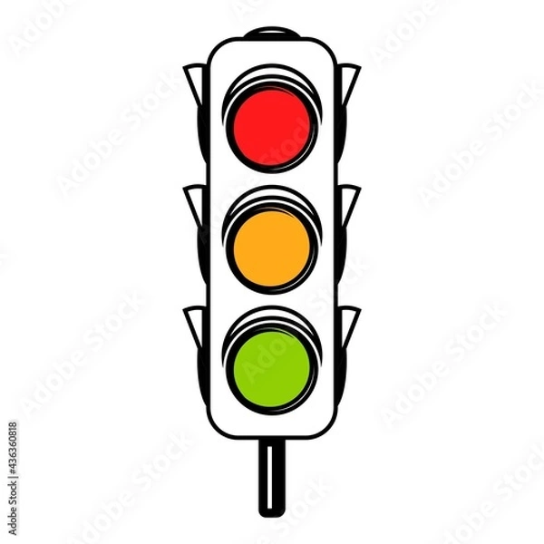 Fototapeta Illustration Vector Graphic Infographic traffic light in line art signal of stop, warning, and go sign, perfect for cover presentation, campaign, and poster