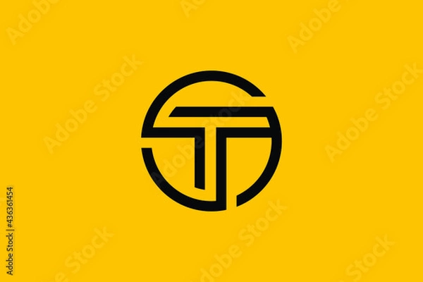 Fototapeta ST logo letter design on luxury background. TS logo monogram initials letter concept. ST icon logo design. TS elegant and Professional letter icon design on background. T S ST TS