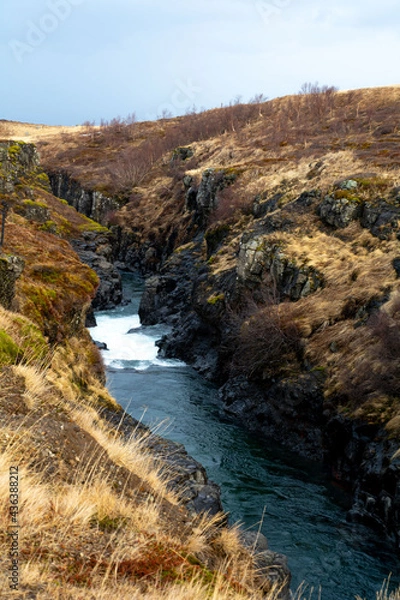 Obraz Iceland - a divergent plate boundary in the middle of the Atlantic Ocean is where the North American and Eurasian Plates meet. In the country of Iceland, this is known as Reykjanes Ridge. 