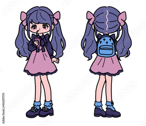 Fototapeta 地雷系女子 量産系女子 全身 紫