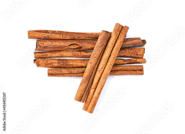 Fototapeta Cinnamon sticks isolated on white background.