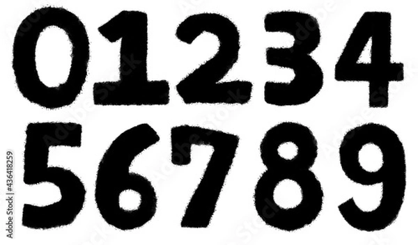 Obraz 数字　シルエット　モノクロ　イラスト