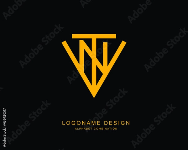 Fototapeta T, N, and V. monogram logotype. initial letter icon collection in elegant, luxury, minimal, and simple design. alphabet logo identity in vector.