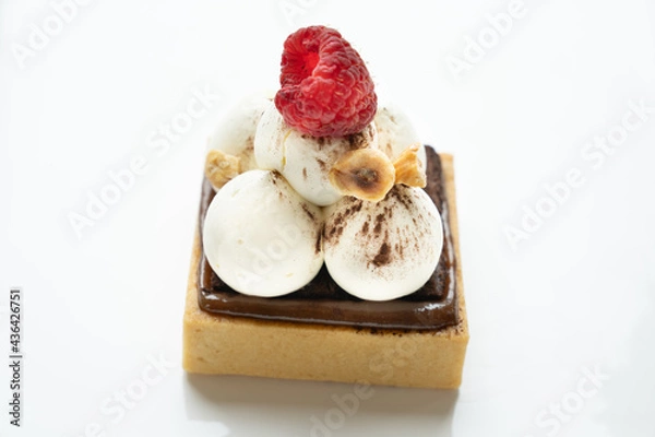 Obraz French pastry with strawberries  and whipped cream 