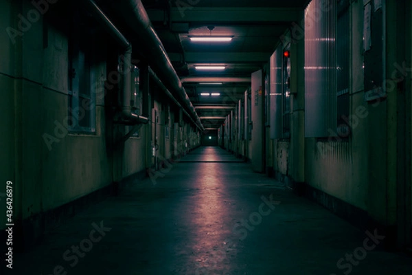 Obraz 暗い不気味な廊下  アンダーグラウンドイメージ