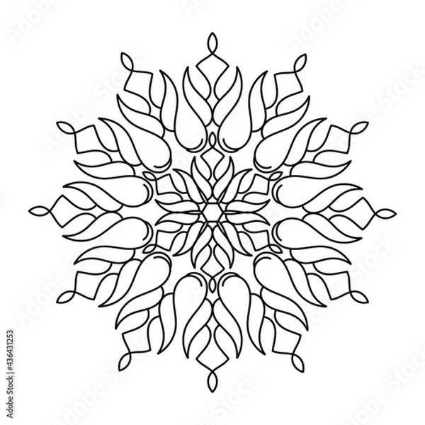 Fototapeta Coloring book for adult and children. Mandala, hand drawn pattern. Vector abstract black and white mandala motif, decorative element for design.