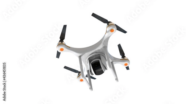 Obraz drone quadrocopter with digital camera on white background