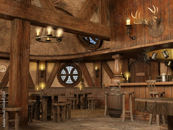 Obraz 3d render of an ancient medieval tavern