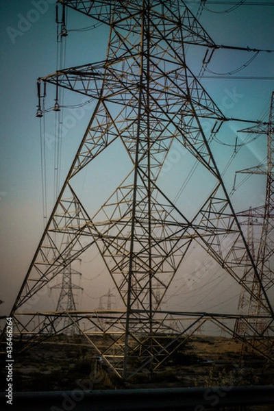 Obraz power lines with sky backdrop