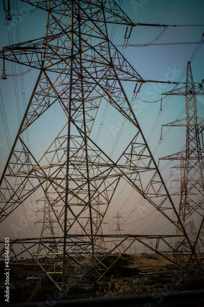 Obraz power lines with sky backdrop