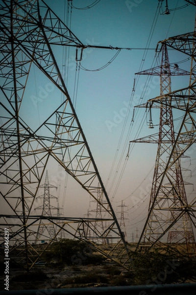 Obraz power lines with sky backdrop