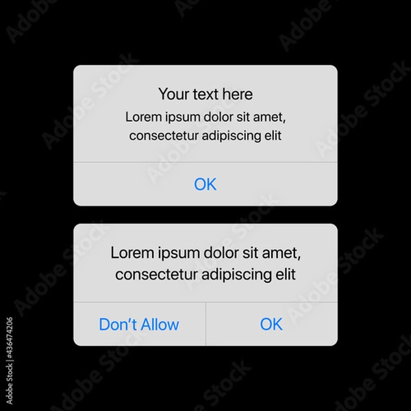 Fototapeta Notification Boxes Template. Smartphone Warning or Message Interface. Vector illustration