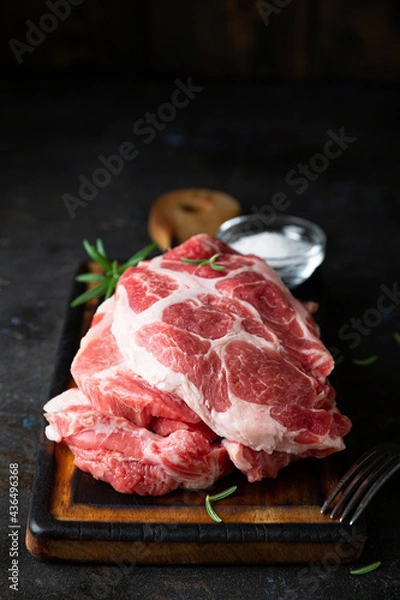 Obraz Fresh meat, marbled pork steak