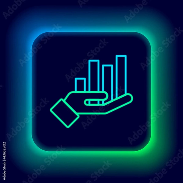 Obraz Glowing neon line Pie chart infographic icon isolated on black background. Diagram chart sign. Colorful outline concept. Vector