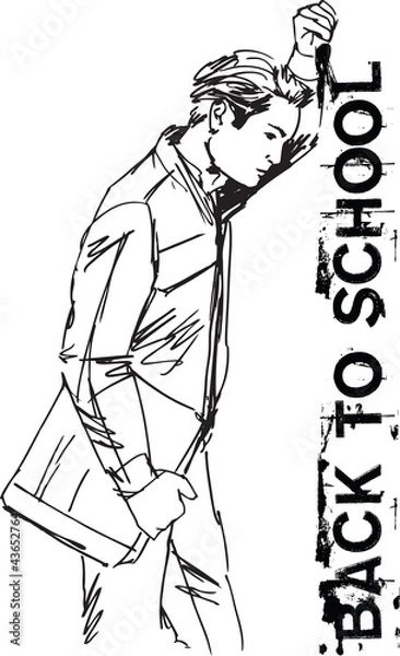 Fototapeta Sketch of Education concept with student. Vector illustration