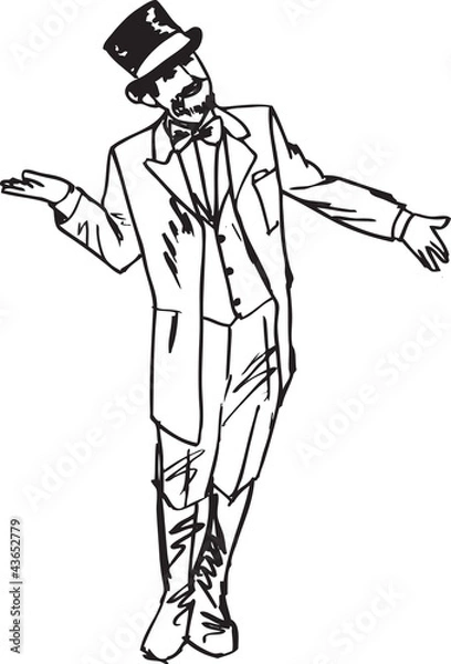 Fototapeta sketch the magician waved his hand in greeting to the side. Vect