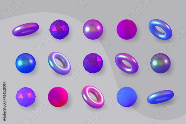 Obraz Set of geometric shapes. Elements for design. Isolated vector objects.
