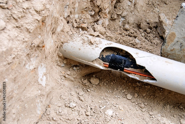 Obraz Broken underground electrical conduit