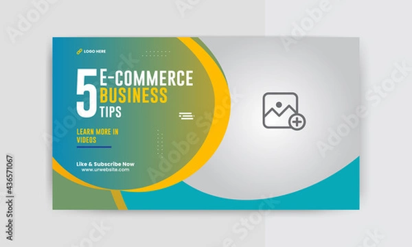 Fototapeta Video thumbnail design  for any video. Editable e commerce business thumbnail template for social media