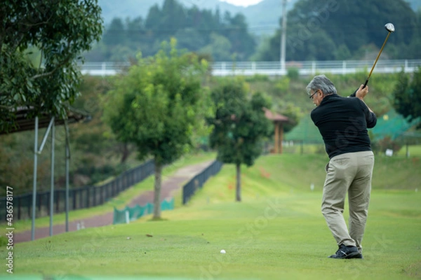 Fototapeta ゴルフを楽しむシニア男性